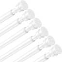Tension Curtain Rod 26 to 48 Inch Adjustable Tension Rods 6 Pack Expandable Spring Tension Rod White No Drilling for Closet Kitchen Cupboard Wardrobe Door Bookshelf DIY Projects