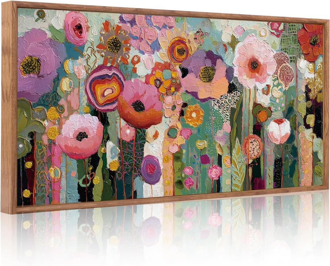 CHDITB Boho Abstract Wall Art, Bright Colorful Botanical Floral Home Decor, 40"L x 20"W