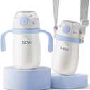 NCVI Kids Stainless Steel Straw Cup for Toddler 1-3 Years Old, Training Tumbler with Straw Spill Proof with Handle, Insulated Bottle to Keep Cold Warm for Water/Milk/Drink, Blue 10floz,Christmas Gift