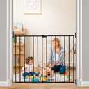 Adjustable Baby Safety Swing Gate, Hardware-Mounted Metal Gate for Stairs and Doorways, Secure Latch for Kids and Pets (Black, 24"-40.5" W x 28.75" H)
