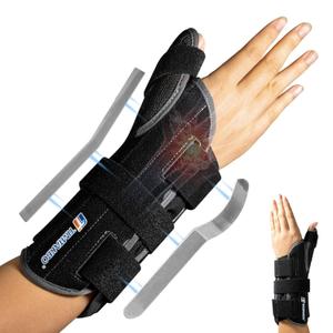 T TIMTAKBO Wrist Brace with Thumb Support, Adjustable Wrist Splint for Carpal Tunnel, De Quervains Tenosynovitis, Arthritis, Thumb Spica Splint Left Hand for Men & Women (Left, S) (Black/Grey-Left)