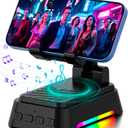 Gifts for Men Women, Cell Phone Stand with Bluetooth Speaker and Colorful Light, HD Stereo Sound, Adjustable Phone Holder, Cool Tech/Xmas/Birthday Gift, Compatible with iPhone/Android/iPad