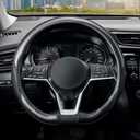 SEG Direct Flat Bottom Steering Wheel Cover Carbon Fiber, D Shaped Car Wheel Cover 14 1/2-15 in. (37-39 cm), Black Microfiber Leather with Carbon Fiber Pattern