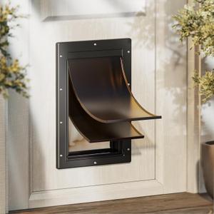 Never Rust Plastic Dog Door, Doggy Doggie Door, Cat Door for Easy Install in Interior and Exterior Doors or Wall, Double Magnetic Flaps, Closing Panel, Pet Door for Pets Up to 45lb (Medium)