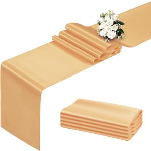 Yellow Gold Table Runner 12x108 Inch - 4 Pack Satin Table Runners, Smooth Table Runner for Party Wedding Banquets Birthday