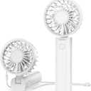 Sham Sham Foldable Handheld Fan, 2000mAh & Ultra-Portable | Dual Turbo Airflow Cools 40% Faster | 12H Runtime & 4 Speeds | for Travel, Outdoor, Office Use (Moonlight White)