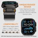 FOAMUNOC Rugged Band Compatible with Apple Watch Ultra 3/2/1 Band 49mm/46mm/45mm/44mm/42mm, Metal Connector with Silicone Strap for iWatch Ultra Series 11/10/9/8/7/6/SE3/SE2/SE/5/4/3/2/1, Black