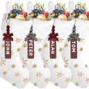 XIMISHOP 4 Pack Christmas Stockings, 18 Inch Large Faux Fur Sequin Snowflake Christmas StockingsSnowy White Xmas Stockings Hanging Ornaments for Christmas Holiday New Year Decorations (Yellow)