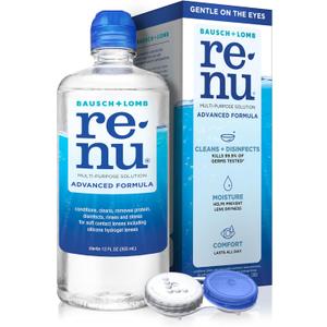 Renu Contact Lens Solution, Advanced Formula, Multi-Purpose Solution with Lens Case, Gently Cleans, Disinfects, Moisturizes & Hydrates Soft Lenses for All-Day Comfort, 12 Fl Oz