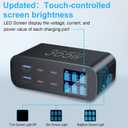 USB C Charger 6-Port with LED Display Adjustable Brightness, USB Charging Station GaN Multiport Fast Charger PD 100w 65W QC 3.0 Support PPS Compatible with MacBook iPhone Samsung, Black