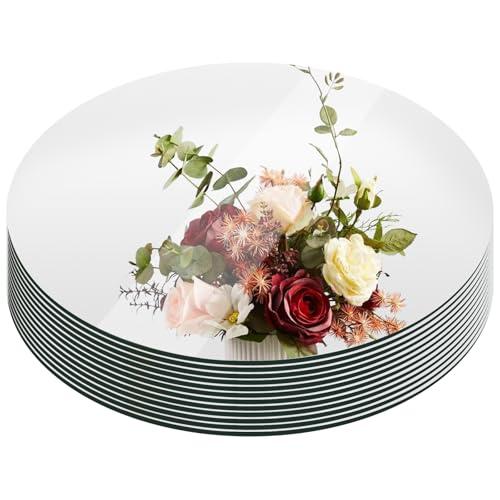 Suwimut Set of 11 Round Mirrors for Centerpieces, 12 Inch Glass Mirrors Candle Plate Circle Mirror Trays Large Glass Mirror Tiles for Table Centerpieces, Wedding, Party Decorations, Crafts, Wall Decor