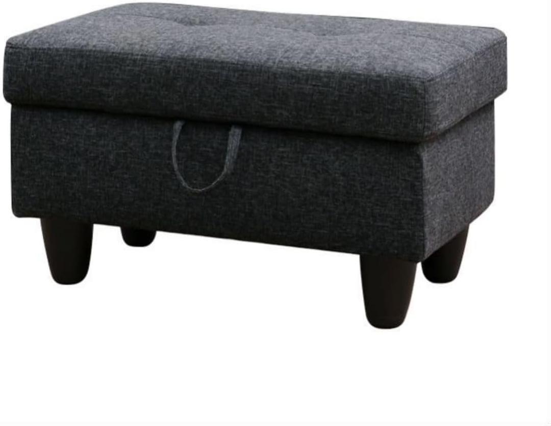 Ottoman Storage Ottoman Bench Linen Footrest Footstool with Hinged Lid for Living Room, Bedroom, Entryway, Black Grey, 28.5"X19"X17.5"