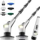 Antime Electric Spin Scrubber with LED Light, IPX8 Waterproof Cleaning Brush with LCD Display, 5 Replaceable Brush Heads, Shower Scrubber with 25kg Torque, 90min Runtime for Bathroom, Kitchen, Tile