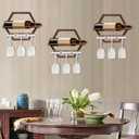 2Pcs Wall Mounted Wine Bottle Rack, Metal Hanging Wine Display Holder Organizer, Red Wine Racks for Home Kitchen Bar Decor Storage (Retro Brown AA)