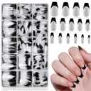 300pc Medium Coffin Nail Tips Fake Nails French Tip Press on Nails Medium Acrylic Nails Clear Nail Tips Full Cover False Nail Artificial Fingernail, 15 Sizes Matte Soft Gel Nail Extensions