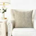 CaliTime Throw Pillow Covers Pack of 2 Soft Water Waves Texture Solid Dyed Chenille Cushion Cases for Couch Sofa Home Decoration 18 X 18 Inches Taupe