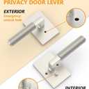 Asidrama 1 Pack Privacy Brushed Satin Nickel Door Handles, Door Lever with Door Knobs Indoor for Bedroom or Bathroom, Heavy Duty Door Handles Interior with Locks for Left Right Sided Doors ZR08-098