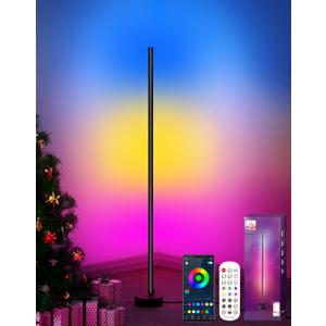 LED Floor Lamp, Living Room, Dimmable Floor Lamp, 55 Inch RGB Floor Lamp with Remote Control and Bluetooth App, Colour Changing LED Floor Lamp with Music Sync, Modern Floor Lamp Dimmable for Bedroom [Energy Class G]