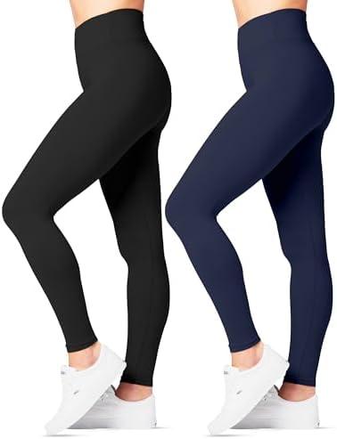 SATINA High Waisted Leggings for Women - Comfortable and Stretchy in Versatile Sizes and Colors - Workout Yoga Leggings Set One Size