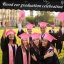 JaGely 36 Pcs Adult Graduation Cap with Tassel Felt Grad Hat for Men Women Bachelor Master College Costume Accessory(Pink)
