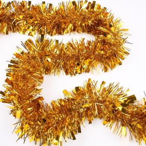 33FT Christmas Tinsel Garland,Gold Shiny Metallic Foil Decorations for Parade Floats, Halloween, Christmas Tree, New Year Parties,Birthday Party,Indoor and Outdoor Disco Party Supplies, Gold