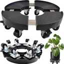 15-20 Inch Plant Caddy with Wheels Outdoor Indoor, 2 Pack Large Rolling Plant Stand for 600lb Heavy Duty Flower Pots, Round Plant Rollers Lockable Potted Planter Dolly, Black