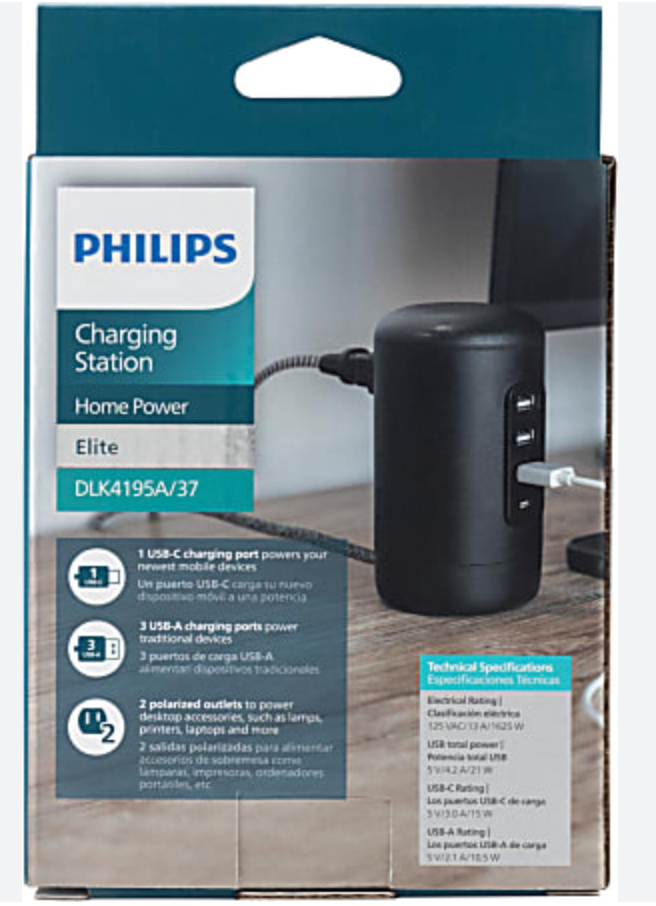 Philips 3 USB A1 USB C2 Outlet Desktop Charging Station
