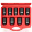 DAYUAN 9 Pcs Axle Nut Hub Impact 1/2" Drive Socket 29 30 31 32 33 34 35 36 38mm Socket Set