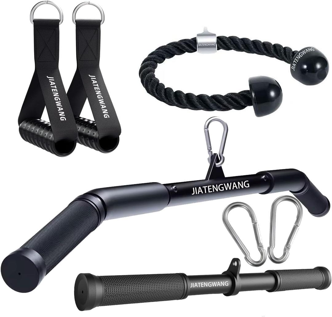 Cable Machine Attachments Home Gym, Triceps Rope, V Handle Cable Attachment,39inch LAT Pull Down Bar, Straight Rotaing Bar