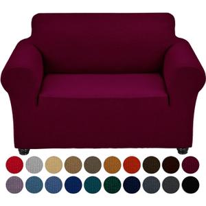 Joccun Stretch Chair Couch Cover,1-Piece Sofa Slipcover Spandex Jacquard Fabric Sofa Covers with Elastic Bottom,Washable Furniture Protector for Dogs,Cats,Kids(Armchair,Burgundy)
