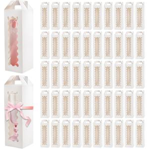 Tlence 50 Pack Gift Box for Sublimation, Transparent Tumbler Wrapping Boxes, Glass Packaging Exhibition Box with Handle, Heat Press Blank Boxes for 20oz/30oz Wine Bottle Cup Jars, Birthday Presents