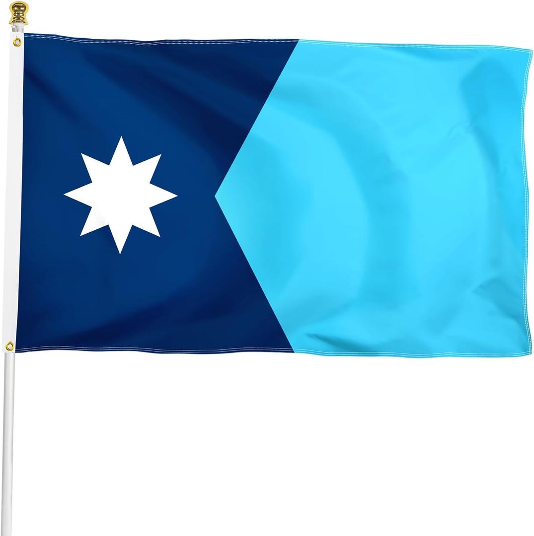 10 x XIFAN New Minnesota State Flag 3x5 ft, New MN Flags for Outside with Durable Polyester/Vibrant Print/Brass Grommets for Indoor Outdoor Decoration