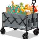 Collapsible Foldable Wagon with Wheels 360 LBS,Heavy Duty Folding Utility Cart for Groceries,Shopping,Garden,Camping,Outdoor,2 Drink Holders,Grey (Gray)
