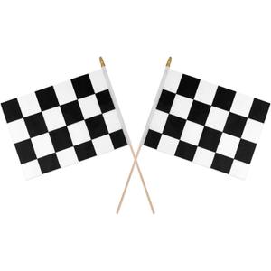3 x 2pcs 8x11 Inch Checkered Flags, Black and White Checkered Racing Stick Flag with Spear Top Reusable Flag for Kids Birthday Theme Party Sport Events Decorations Supplies