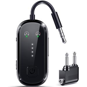 2026 Upgraded Pro Bluetooth 6.0 Transmitter Receiver|Bluetooth Adapter for TV/Airplane/Gym to Wireless Headphones/All Airpods,Dual Link & Low Latency,Wireless Adapter for Car/Home Stereo