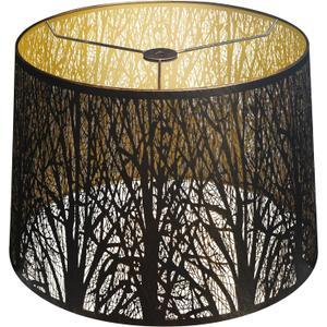 ALUCSET Extra Large Lampshade 14'' Top 16'' Bottom 11'' High Etched Metal Forest Design Metal Lamp Shade For Floor Lamps in Living Room, Bedroom, Decor, Spider Fitter, Antique Bronze and Gold Plated