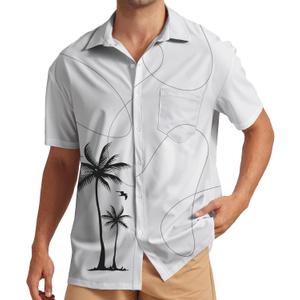 Men's Hawaiian Shirt Short Sleeve Casual Printed Button Down Tropical Shirt Summer Holiday Beach Hawaii Shirts (Medium, White)