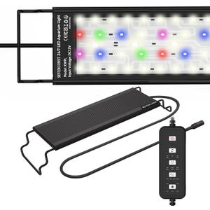 24/7 Mode LED Aquarium Light for 12-18 Inch Plant & Fish Tank, IP68 Full Spectrum Light, Sunrise-Daylight-Moonlight, White Red Green Blue Pink LEDs with Extendable Brackets for Freshwater