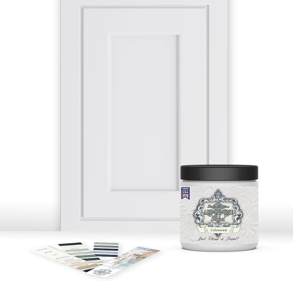 ALL-IN-ONE Paint, Durable cabinet and furniture paint. Built in primer and top coat, no sanding needed. Includes our 30 featured color card - Colosseum, 8oz Sample (8 Fl Oz (Pack of 1)
