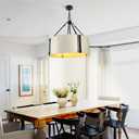 Chandelier Lighting Fixture, 4-Light, Retro White Drum Shade, Rustic Industrial Hand-Painted Pendant for Kitchen Island Living Dining Room Over Table, 23" W x 21.5" H (Retro-White, 23 Inches)