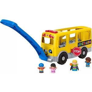 Fisher-Price Little People Toddler Learning Toy, Big Yellow Bus Musical Pull-Along Vehicle & 4 Figures for Pretend Play, Kids Ages 1+ Years, One Size