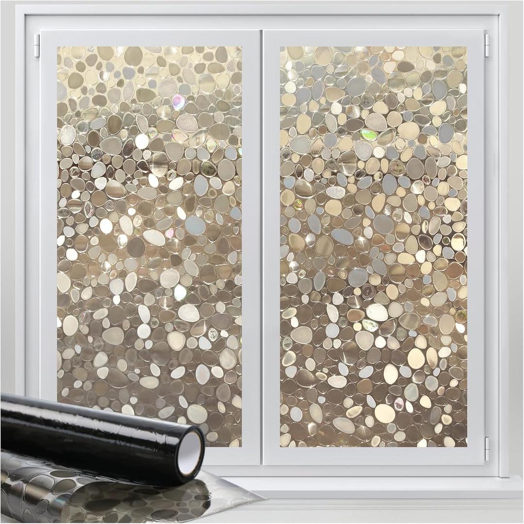 rabbitgoo Window Privacy Film, Decorative Rainbow Window Clings for Glass Covering, Static Cling Non Adhesive Door Stickers, Stained Glass Vinyl Decal, 3D Pebble, Brown-Taupe, 23.6 x 118.1 inches rabbitgoo Window Privacy Film, Decorative Rainbow Window Clings for Glass Covering, Static Cling Non Adhesive Door Stickers, Stained Glass Vinyl Decal, 3D Pebble, Brown-Taupe, 23.6 x 118.1 inches