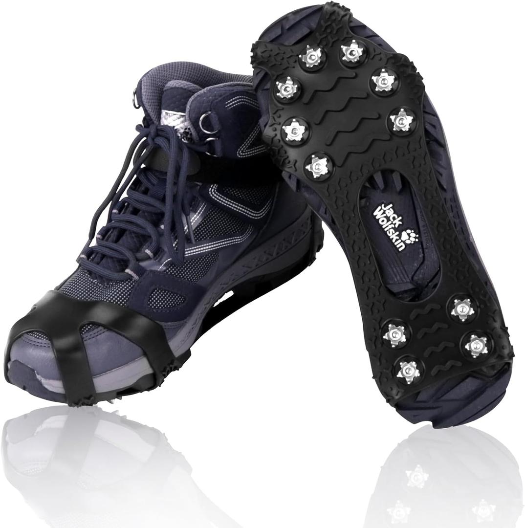 Crampons - Ice Cleats - Anti Slip Winter Ice Grippers Traction Cleats - 11 Stainless Steel Spikes (L)