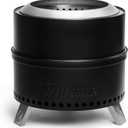 TURBRO 19 Inch Smokeless Fire Pit for Outdoor Wood Burning, Portable Stainless Steel Camping Stove with Stand, Removable Ash Pan, Waterproof Storage Bag, Unique Nested Design, Pluto R19-PG, Black