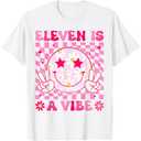Eleven is A Vibe Groovy 11th Birthday Party Smiley T-Shirt, Small