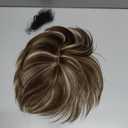 BECUS Brown Hair Topper for Women, Hair Pieces Clip-In 360 3D Cover, Toppers Short Synthetic Bangs for Thinning Hair, 6.5X6 Daily Wear(Dark Brown with Blonde Highlights)