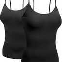 Emmalise Women's Camisole Built in Bra Wireless Fabric Support Short Cami, 2 Pack, No Size