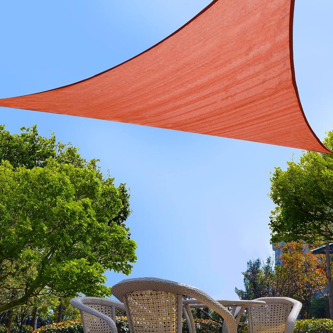 20'x20'x20' Sun Shade Sail Triangle Canopy Shade Cover for Patio Garden Outdoor Backyard, Terra