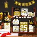 22 Pcs 2025 Graduation Tiered Tray Signs Sets Farmhouse Wooden Class of 2025 Graduation Signs for Home Party Tiered Tray Table Office Desk(Gold)