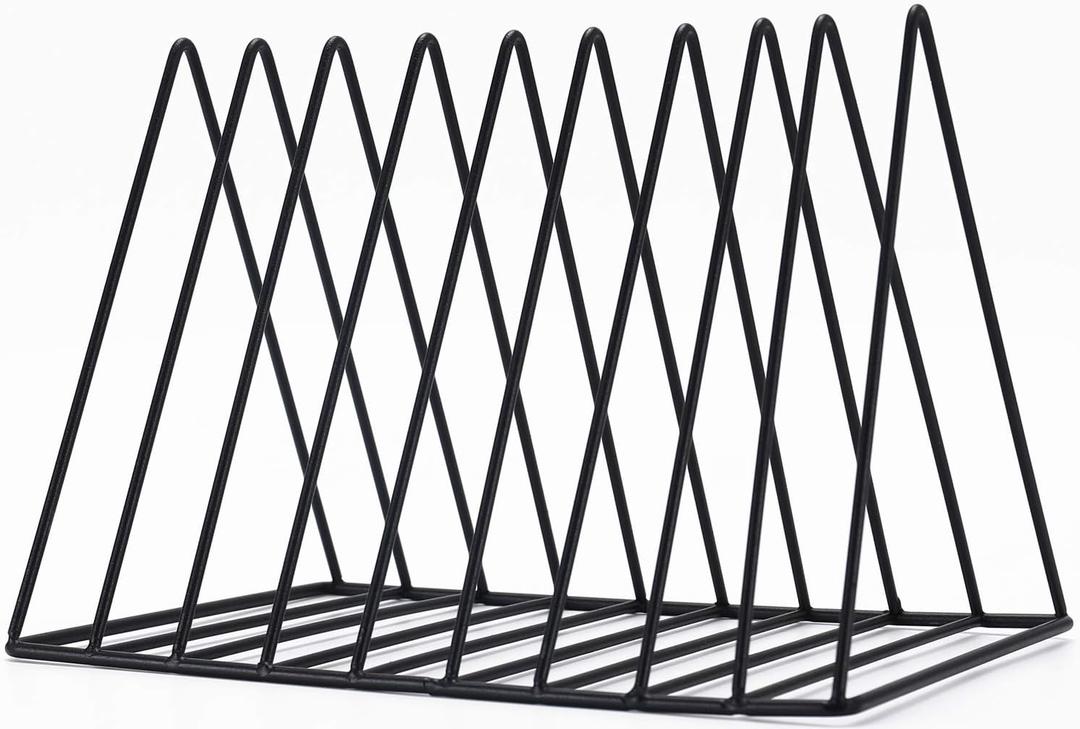 Sooyee 9 Slot Black Magazine Holder,Desktop File Sorter Organizer Triangle Bookshelf Decor Home Office